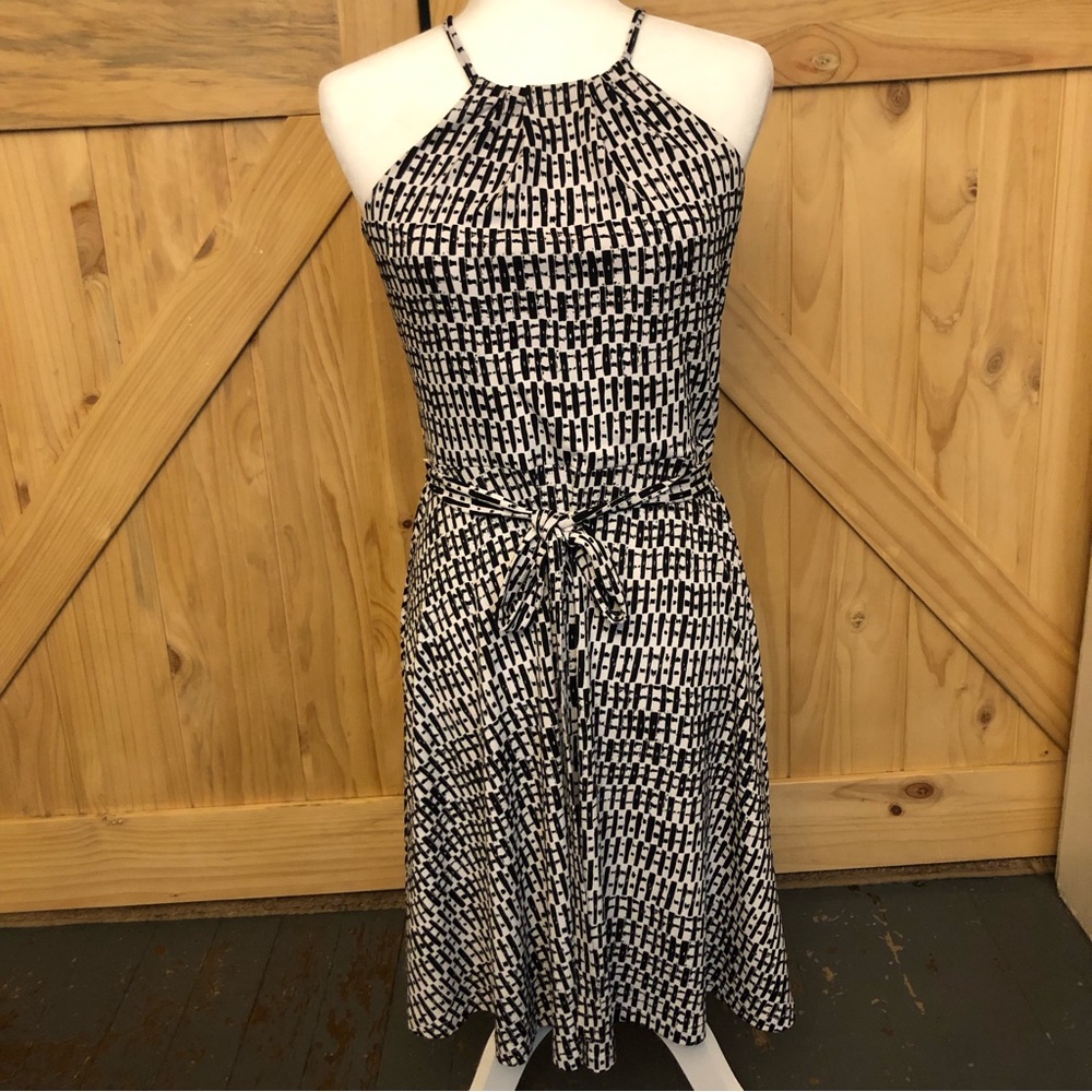 Ann Taylor Midi Holter DressWomens S Geometric Design Black / White